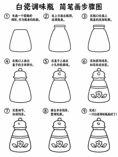 白瓷调味瓶简笔画图片与步骤