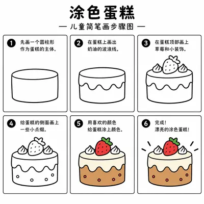 蛋糕怎么画才简单？涂色蛋糕简笔画教程