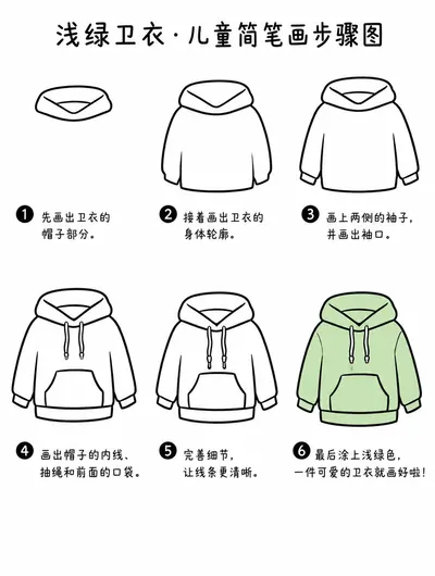 浅绿卫衣怎么画才简单？