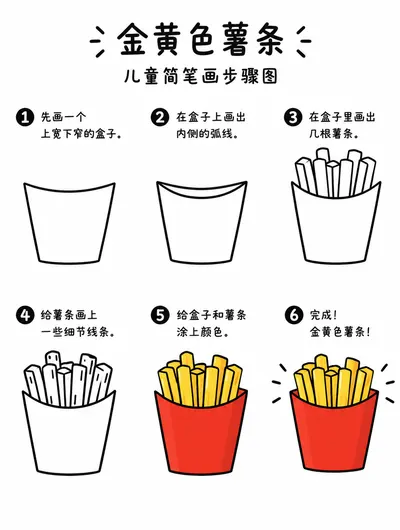 简单简笔画：金黄薯条怎么画才简单