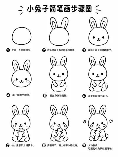 简单易学的小兔子简笔画步骤图