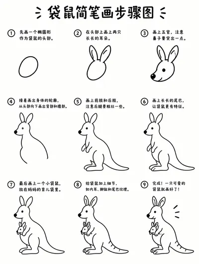 袋鼠简笔画怎么画才简单？