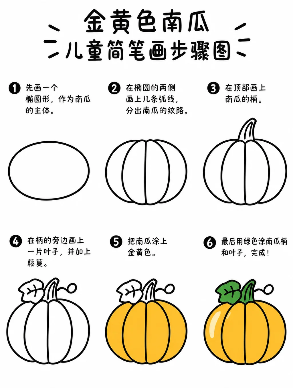 简笔画图片：金黄色的南瓜画法