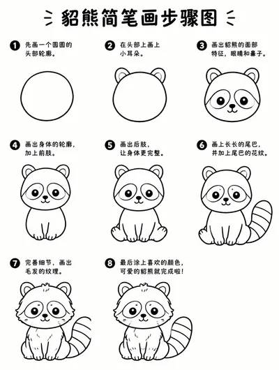 教你怎么画貂熊简单简笔画