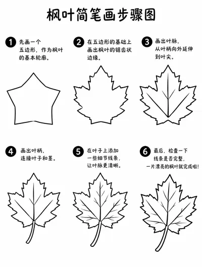枫叶简笔画步骤图教程