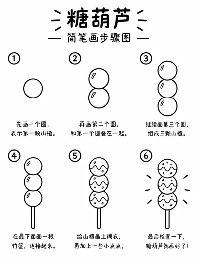 简单易学的糖葫芦简笔画步骤图