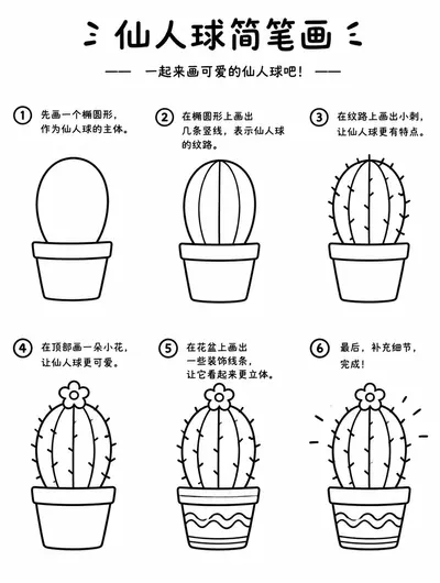 仙人球怎么画，简单几步就学会