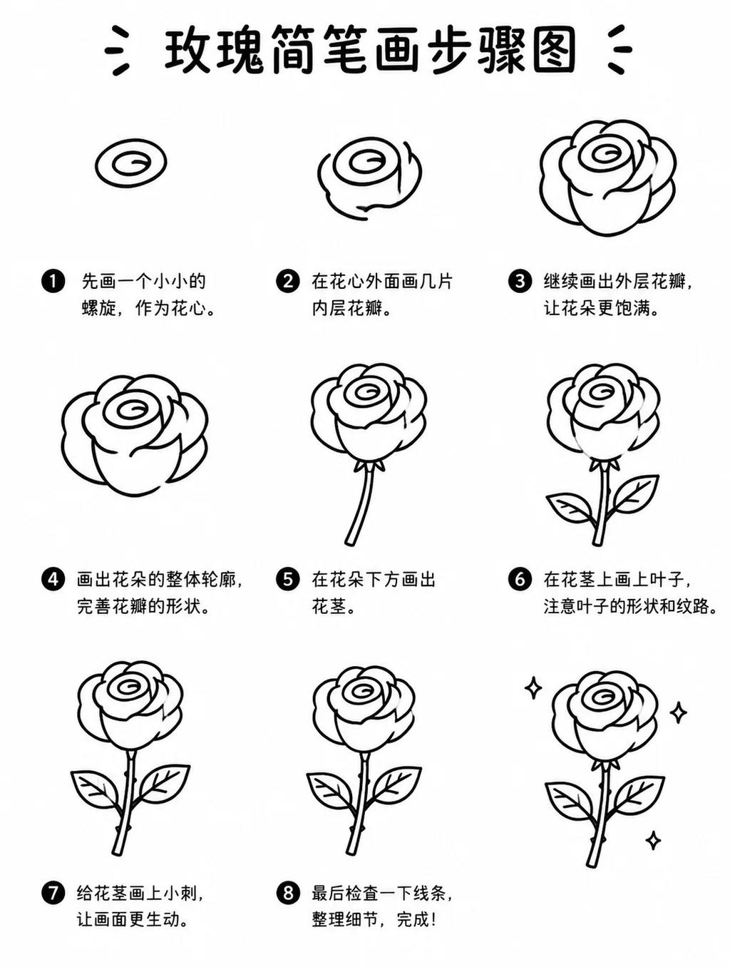 简笔画图片：玫瑰画法
