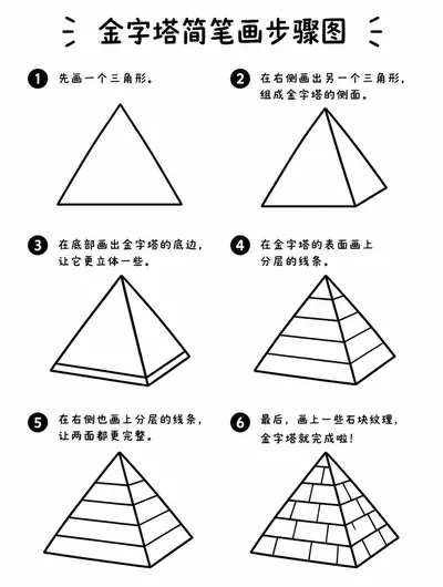 简单易学的金字塔简笔画步骤图