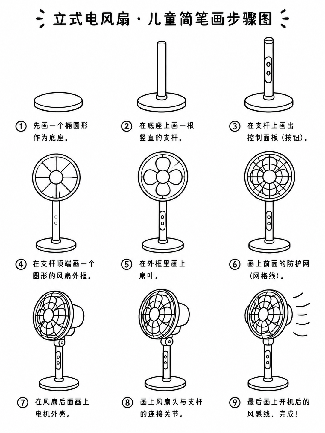零基础手绘简笔画：立式电风扇轻松画