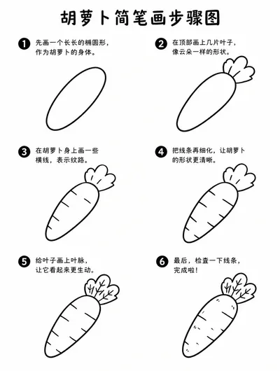 胡萝卜怎么画才简单？幼儿简笔画教程来啦