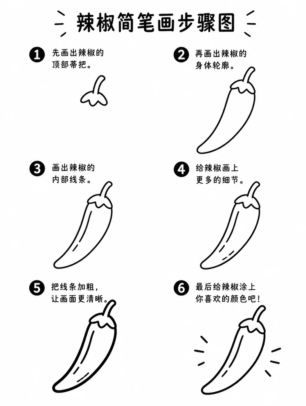 辣椒幼儿简笔画