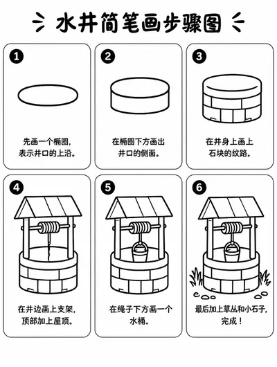 一看就会的简单水井简笔画