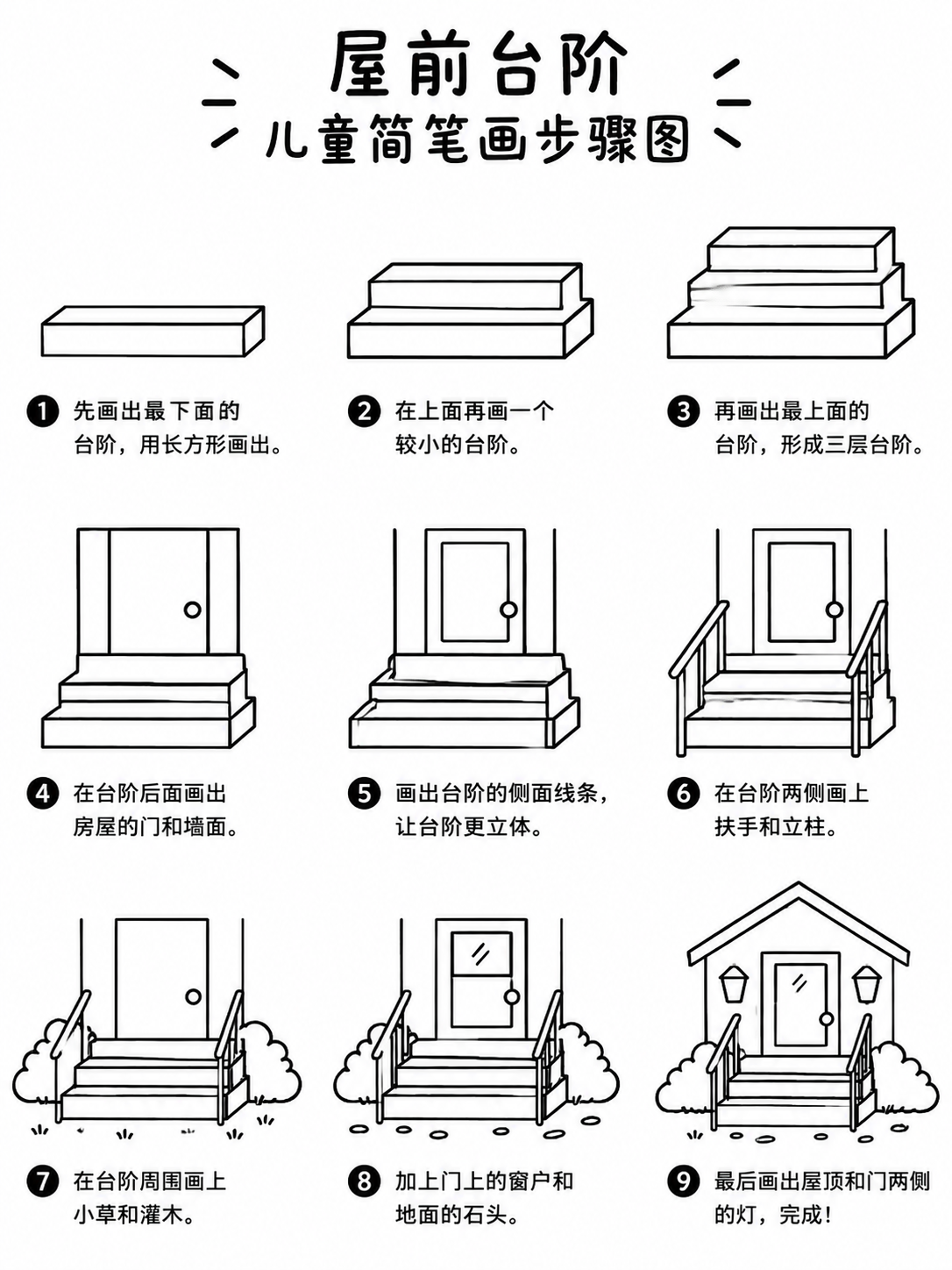 宝宝简笔画三层台阶小画法