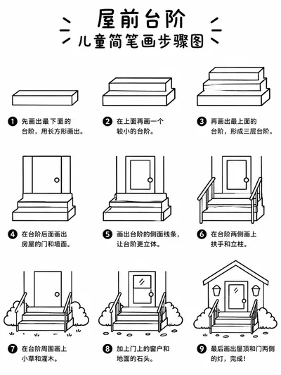 宝宝简笔画三层台阶小画法