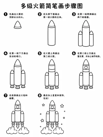 儿童多级火箭画法大全