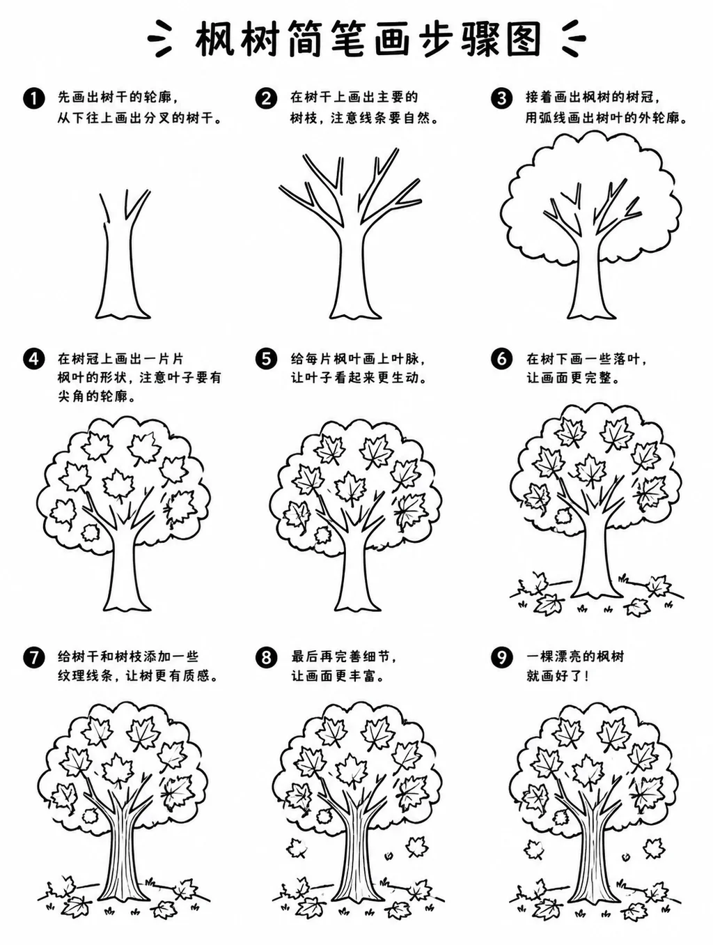 幼儿简笔画枫树的画法