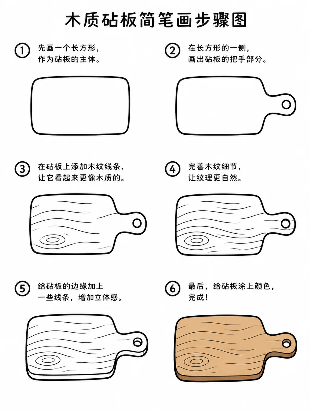 一看就会的木质砧板简笔画教程