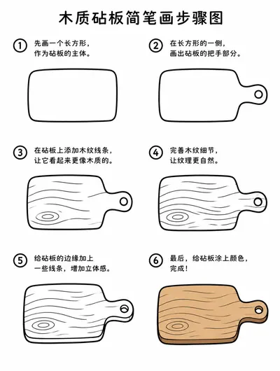 一看就会的木质砧板简笔画教程