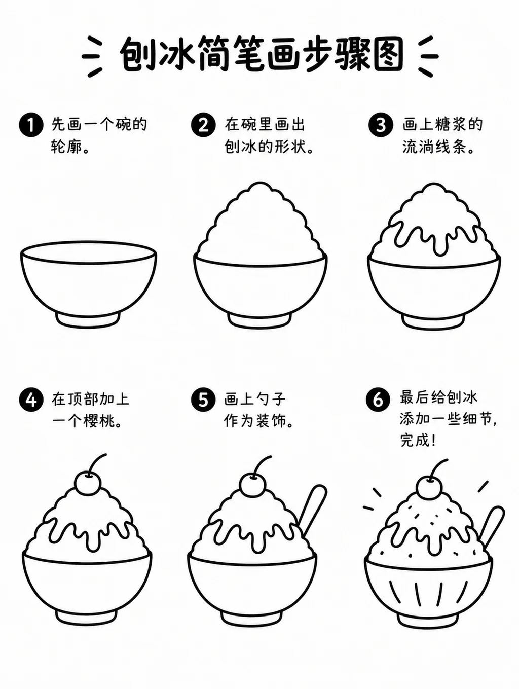 简单简笔画刨冰画法大全