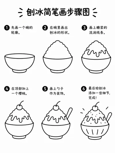 简单简笔画刨冰画法大全