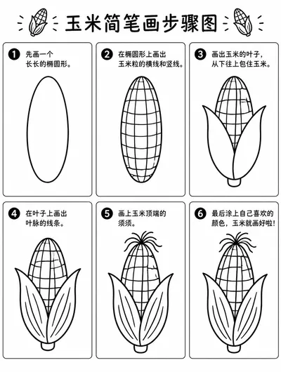 简单易学：玉米简笔画画法大全