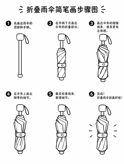 教你怎么画折叠雨伞简笔画