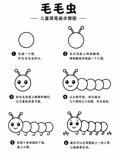 简单易学：小学生简笔画毛毛虫