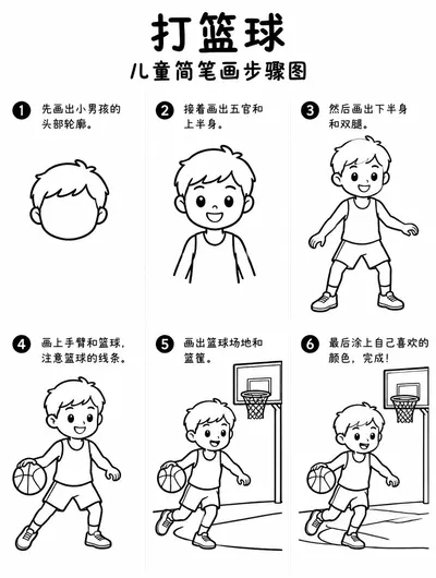 打篮球简笔画画法大全