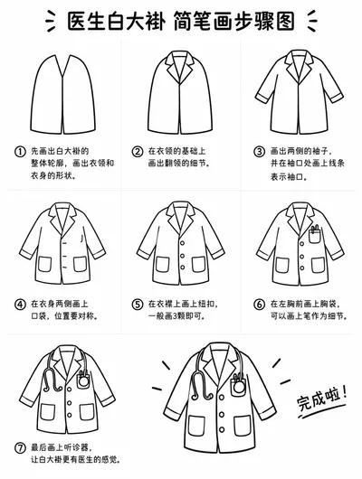简单易学的医生白大褂简笔画