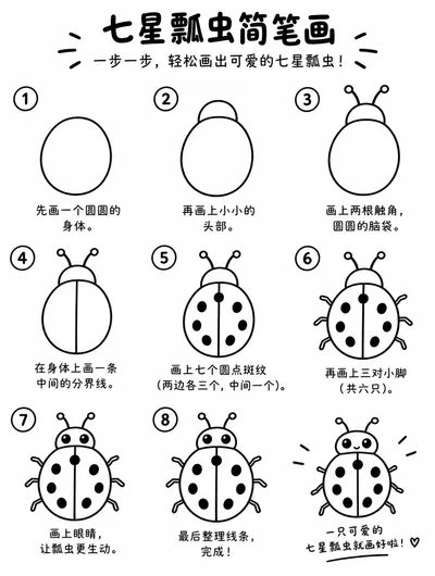 简单易学的七星瓢虫简笔画