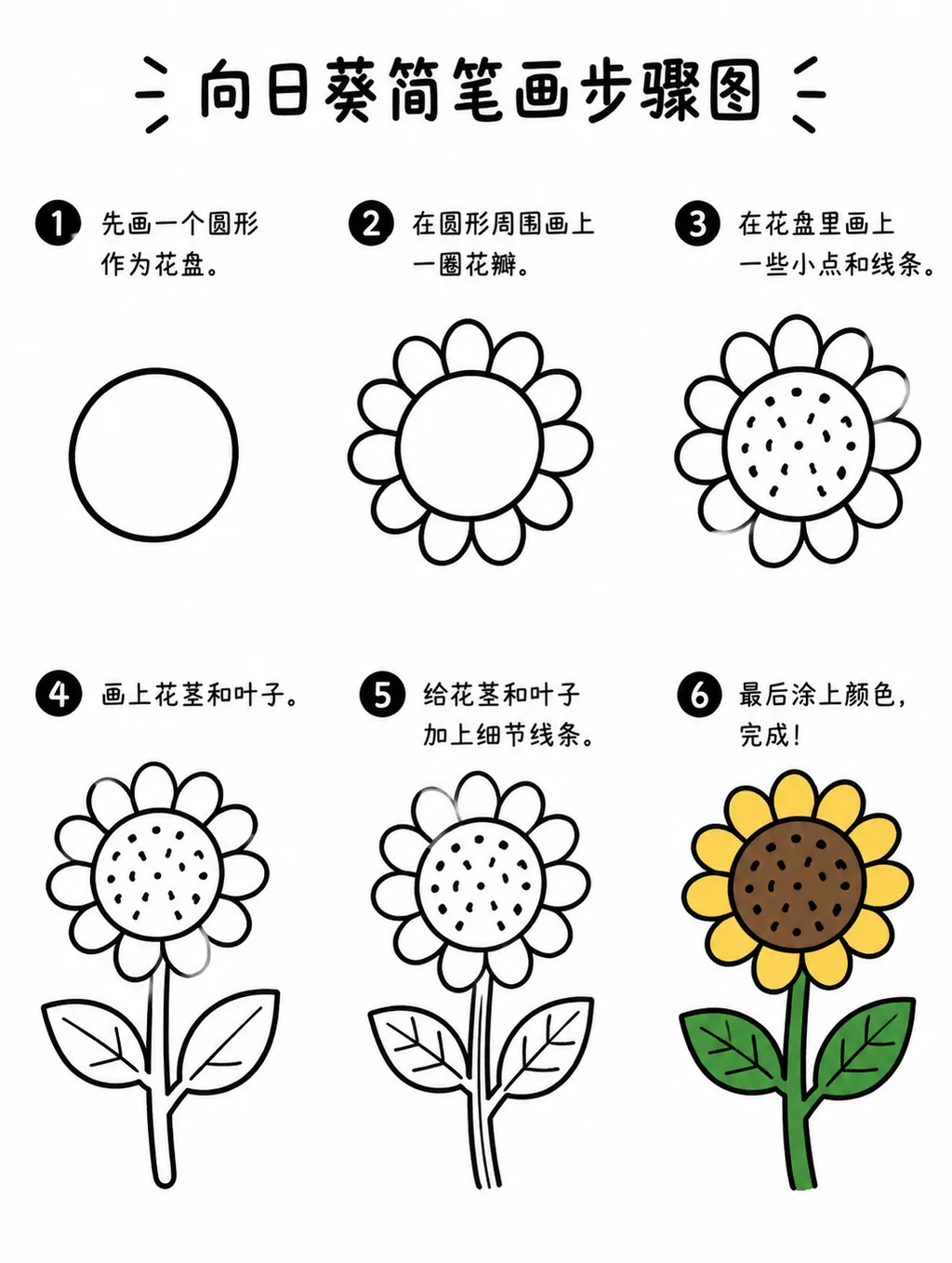 简单几步学会向日葵怎么画